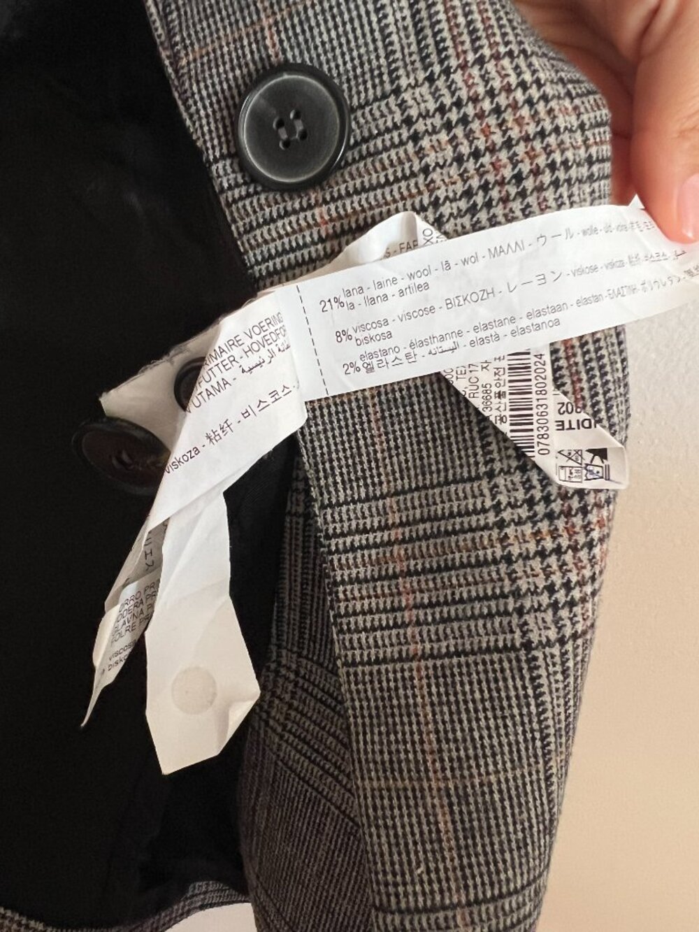 Zara Glen Check Plaid Blazer Women's Sz S Single Button Wool Blend Office - Picture 8 of 12